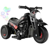 Moto Elétrica Triciclo Infantil com Bolhas de Sabão, Música e Farol LED, 6V, Costzon, Preta