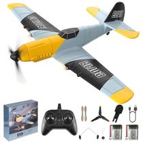 Avião de Controle Remoto com Sistema de Estabilização Xpilot e Giroscópio 6 Eixos de 2,4 GHz, OMNANGO BF109, Amarelo e A...