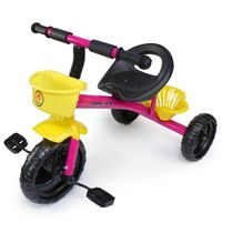 Triciclo Infantil Rosa Escuro Motoca Bicicleta Pedal E Cesto Mega Compras