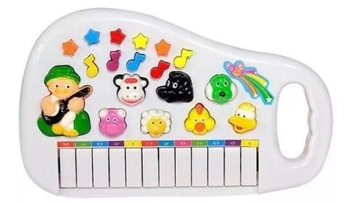 Teclado Piano Animal Infantil Sons Eletrônico 12 Fazendinha