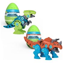 Kit 2 Dinossauros Robôs Triceratops e Velociraptor para Crianças Acima de 3 Anos, Emobii