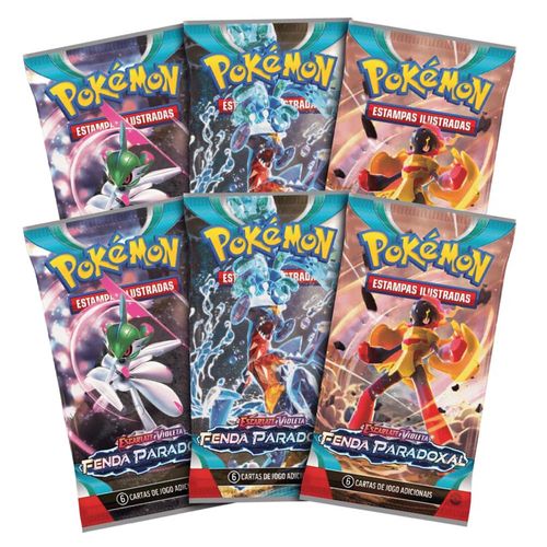6 Pacotes Booster Pokémon 36 Cartas Escarlate e Violeta Fenda Paradoxal Copag