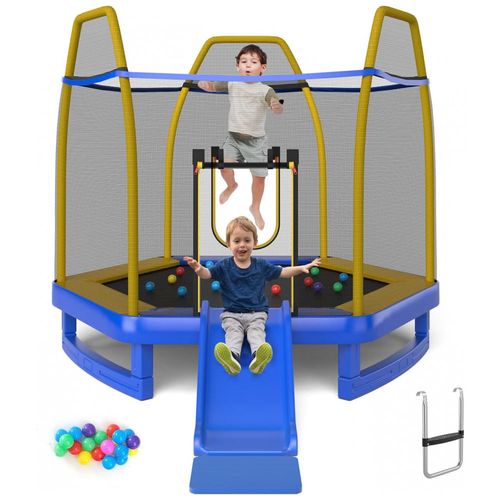 Trampolim infantil Goplus 7 FT com escorregador, trampolim recreativo aprovado pela ASTM 87 com estrutura de aço ...