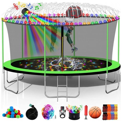 Goujxcy 12FT 14FT 15FT 16FT Trampolim para crianças e adultos, 1500 LBS trampolins ao ar livre com cesta de basquete, ...