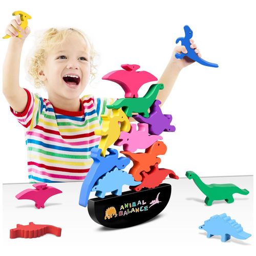 Brinquedo Montessori de Dinossauros Empilháveis Divertido e Educativo para Crianças Acima de 2 Anos, FFTROC