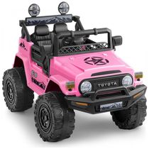 Carro Elétrico Infantil Toyota FJ40 a Bateria 12V com Luzes, MP3, 3 Velocidades, ELEMARA, Rosa