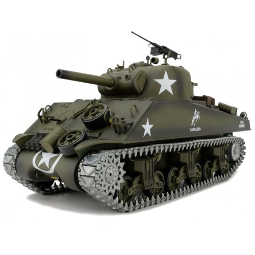 Tanque Militar M4A3 Sherman de Controle Remoto com Torre Giratória de 360 Graus e Frequência de 2.4GHz, Heng Long
