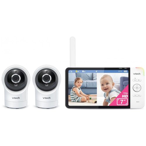 Babá Eletrônica Câmera 1080P e Monitor 360 720P com Visão Noturna para IOS e Android, VTECH RM7764 2HD, Branco