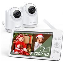 Babá Eletrônica 2 Câmeras 720p HD Detecção de Som Modo Vox e Alcance de 300 Metros, Bonoch, Branca