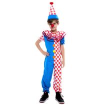 Fantasia Infantil Palhaço Alegria Roupa de Circo Com Chapéu e Nariz - G 9 - 12