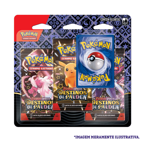 Pokemon Cartas - Escarlate e Violeta 4,5 - Destinos de Paldea - Blister Triplo com 19 Cards