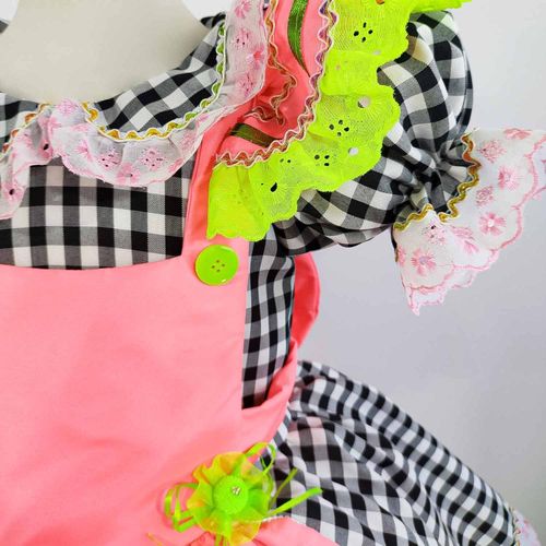 Vestido Festa Junina Candinha Menina Para Bebê Com Bolsinha - M - 1 a 2 Anos