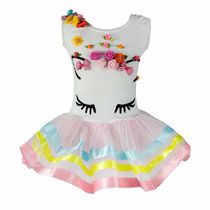 Fantasia de Unicórnio Vestido Infantil Com Tiara - GG 11 - 12