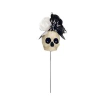Enfeite Halloween Terror Cranio Esqueleto Com Fixador pra Vasos ou Jardim