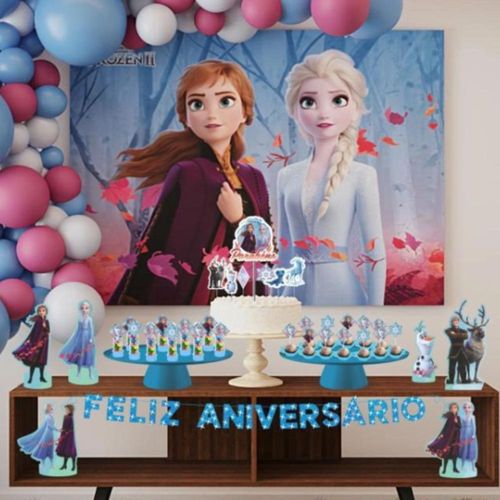 Decoração Festa Aniversário Infantil Frozen 2 Com 39 Enfeites