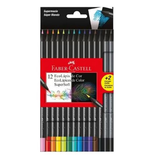 Lápis de Cor Super Soft 12 cores+2 Lápis Grafite - Faber-Castell -