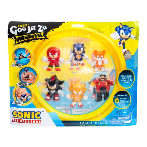 Pack com 6 Mini Bonecos Elásticos do Sonic - Goo Jit Zu