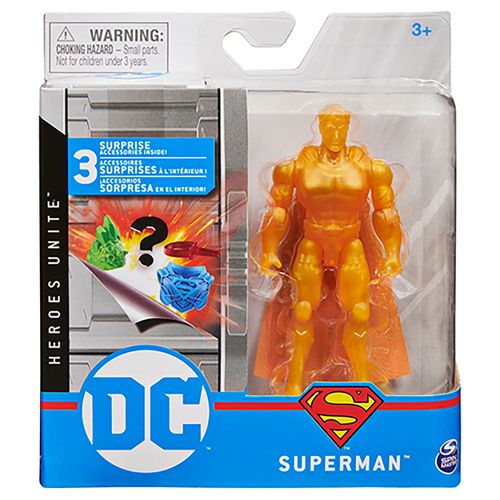 Boneco Super Homem Superman 10cm Dourado C/ Acessórios - DC