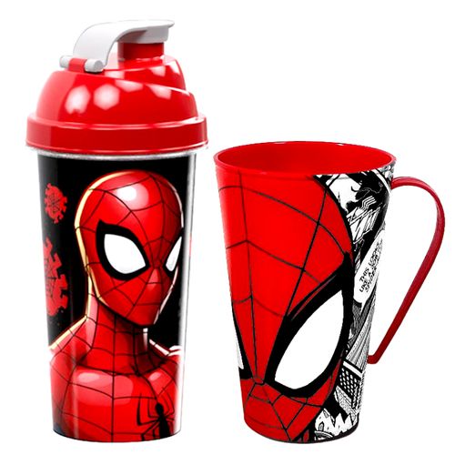 Copo Com Alça Spider-man + Copo Shake Homem Aranha