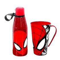 Kit com Garrafa Abre Facil e Caneca do Homem Aranha Plasutil