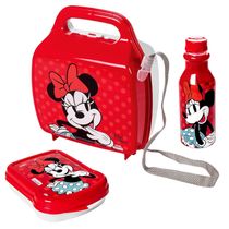 Kit Escolar Recreio Minnie Lancheira Garrafa Pote De Lanche