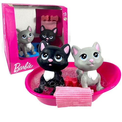 Gatinhas Hora do Banho Mini Pets Barbie 2 Gatas na Banheira