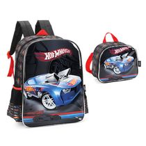 Kit Mochila De Costas Hot Wheels + Lancheira Preto