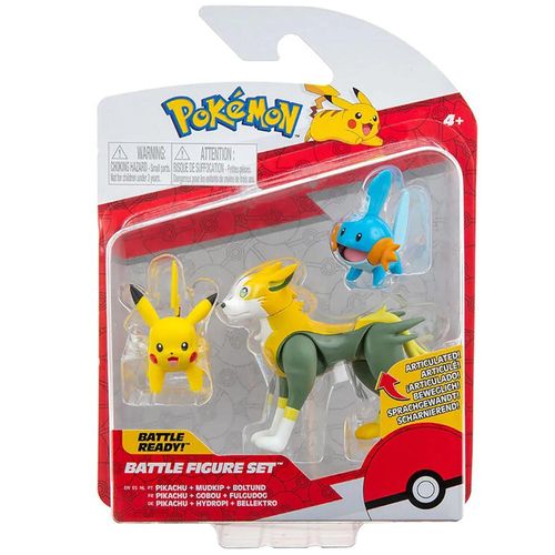 Boneco de Batalha Pokémon Pikachu, Mudkip e Boltund Sunny 2603