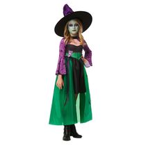 Fantasia Bruxa Infantil de Halloween Com Vestido de Luxo e Moderno - GG 11 - 12