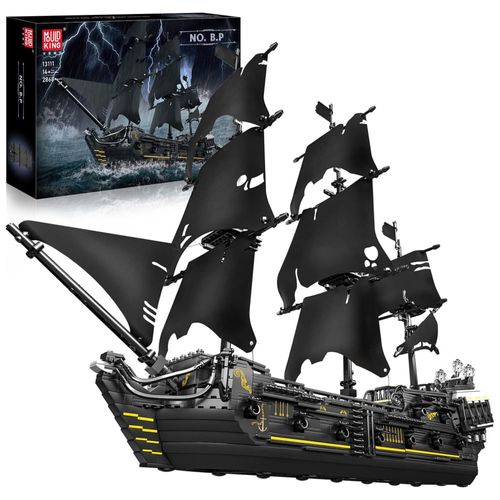 Kit de Construção Navio Pirata MOC Black Pearl com 2868 Peças para Crianças e Adultos, Mould King, Preto
