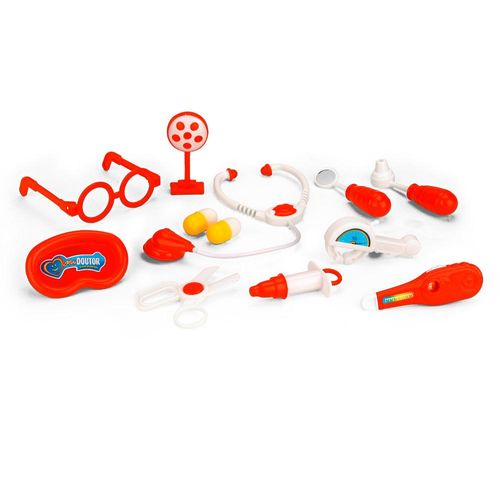 Kit Mini Doutor Infantil - 13 peças - Vermelho - Pakitoys