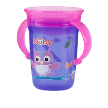 Copo Decorado Coruja com Alça 360 graus 240ml - Nuby