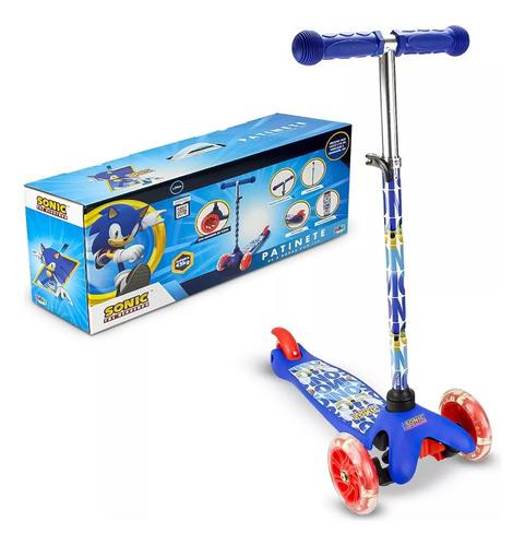 Patinete Sonic 3 Rodas Com Led - Bbr Toys Cor Azul
