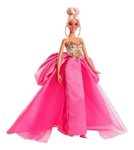 Boneca Barbie Coleção Pink De Colecionar Morena Cabelo Rosa