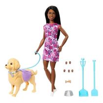 Boneca Barbie Negra Brooklyn Passeio De Cachorrinho 30cm