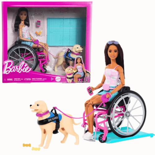 Boneca Barbie Cadeira de Rodas e Cão de Serviços 3+ Mattel