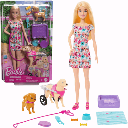 Boneca Barbie Passeio C/Animais e Cadeira de Rodas 3+ Mattel