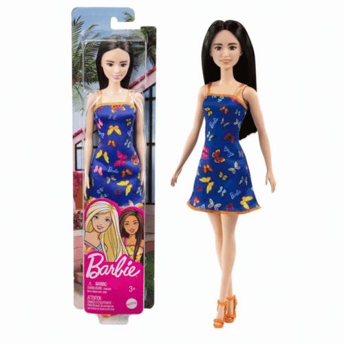 Boneca Barbie Fashion Vestido Azul Borboletas 30Cm 3+ Mattel