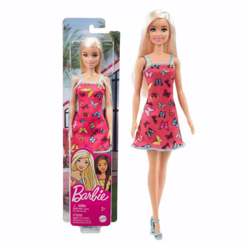 Boneca Barbie Fashion Vestido Rosa Borboletas 30Cm 3+ Mattel