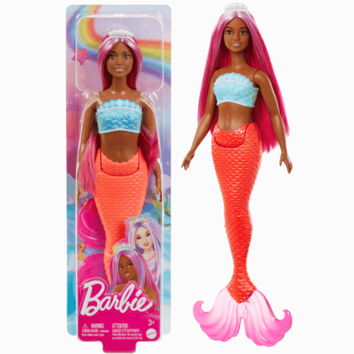 Boneca Barbie Sereia Negra Cabelo Colorido 30Cm 3+ Mattel
