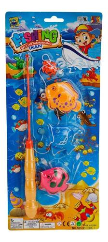 Brinquedo Kit Pesca Infantil 04 Peças 26cm Com Peixinhos