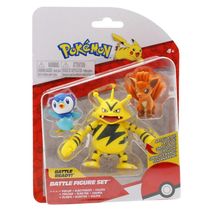 Battle Set 3 Figuras Pokémon Boneco Piplup Electabuzz Vulpix