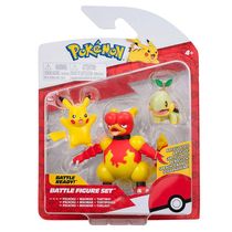 Battle Set 3 Figuras Pokémon Bonecos Pikachu Magmar Turtwig