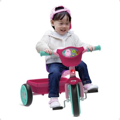 Triciclo Infantil Rosa Passeio Bandy Cestinha Bandeirante
