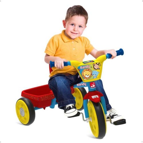 Triciclo Infantil Vermelho Azul Passeio Bandy Bandeirante