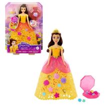 Boneca Princesa Disney Bela Moda Floral + 20 Amuletos Luxo