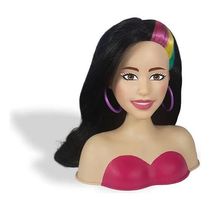 Boneca Barbie Busto Totally Hair Morena Cabelo Colorido Luxo