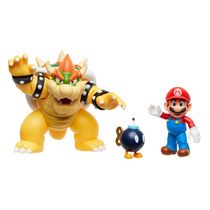 Conjunto De Figuras - Super Mario - Batalha De Lava - Mario Vs Bowser - Sunny