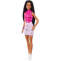 Boneca Barbie Fashionistas Morena - Top Pink Estrelas Hrh13