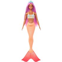 Barbie - Boneca Sereia Mundo da Fantasia Cabelo Rosa - Cauda Laranja Hrr05